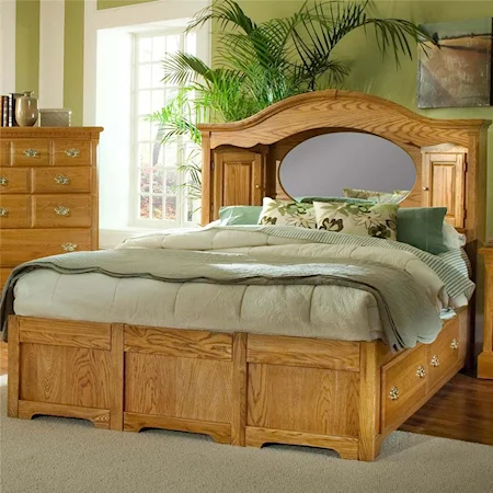 King Bed with Bookcase Headboard and 4 Drawer Storage Unit